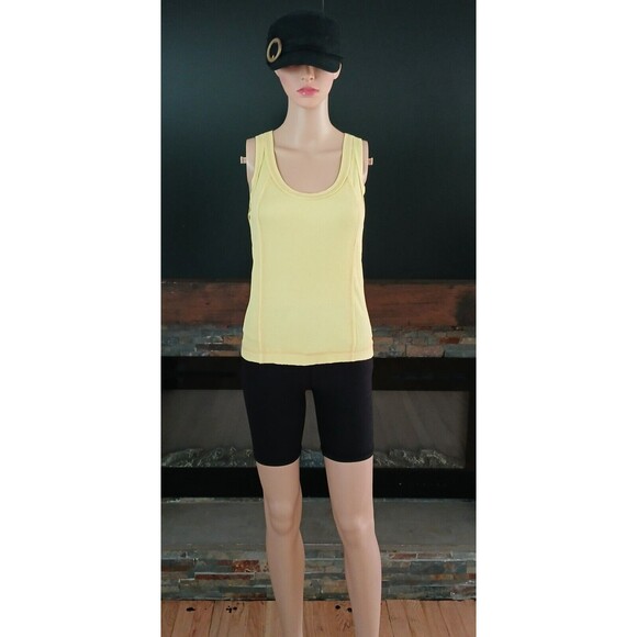 AEMI & CO Women's Small Yellow Knit Casual Light inside out look Tank Top New - Picture 2 of 13